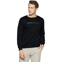 Qube By Fort Collins Men's Regular Fleece Round Neck Sweatshirt (929241 SMU_Black_XL)