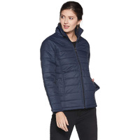 Qube By Fort Collins Nylon Women's Parka Standard Length Coat (24702 Smu_Navy Blue_L)
