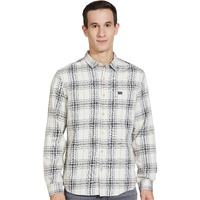 The Indian Garage Co Men's Checkered Slim Fit Shirt (1221-SH151-01_Cream XL)