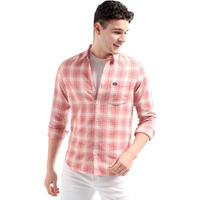 The Indian Garage Co Men's Slim Fit Shirt (0422-SH191-03_Coral M)