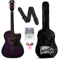 Intern INT-38C-VT-G 38 Incheses Cutaway Right HAnded lindenwood Acoustic Guitar Kit, With Bag, Strings, Pick And Strap (Violet, 6-Strings)