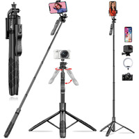 WeCool S5 Selfie Stick with Tripod Stand, 6section Telescopic Pole with 62in/158cm Long Stick, Ultimate Stability with 360 Rotating Handle & Reinforced Tripod Stand, Selfie Stick for Photos &Vlogging