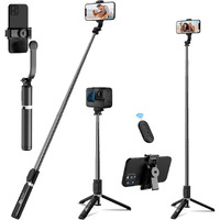 WeCool S2 Selfie Stick with Tripod Stand, 41 inch/104 cm Selfie Stick with Wireless Remote, Detachable Mobile Holder, Selfie Stick Compatible for iPhone/Android, Ideal for Vlogging & Photo Shoot.