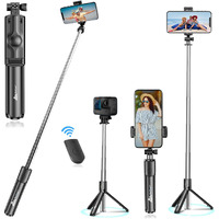WeCool S1 Selfie Stick with Tripod Stand, 3-in-1 Multifunctional Selfie Stick with Detachable Wireless Remote for Vlogging & Photoshoot, Portable-Lightweight Selfie Stick for iPhone & Android Mobiles
