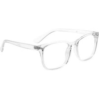 Dervin Blue Light Blocking Glasses Gaming Filter Transparent Square Eyeglasses for Eye Protection Men Women, Computer/Tablet/Laptop/Mobile/TV, Anti-blue & Anti eyestrain (Clear White)