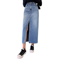 Leriya Fashion Denim Skirt for Women| Long Denim Skirt for Women| Denim Pencil Skirt for Women | (Large, Blue)
