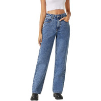 KOTTY Womens High Rise Cotton Lycra Jeans(Aw_Blue,34) Relaxed