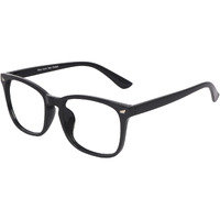 Dervin Blue Light Blocking Glasses Gaming Filter Transparent Square Eyeglasses for Eye Protection Men Women, Computer/Tablet/Laptop/Mobile/TV, Anti-blue & Anti eyestrain (Shiny Black)