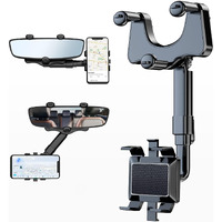 Sounce 360 Rotatable and Retractable Car Phone Holder Multifunctional Car Rearview Mirror Phone Holder, 360 Degree Rotatable Rear View Mirror Phone Mount, for All Mobile Phones
