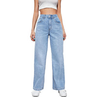 KOTTY Womens Solid High Rise Cotton Lycra Blend Relaxed Fit Jeans