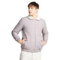 Amazon Brand - INKAST Men's Solid Full Sleeves Regular Fit Polyester Short Length Bomber Jacket (AW23-IN-JK-43_Stone Grey_Large)