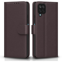 Pikkme Flip Cover Leather Finish | Inside TPU with Card Pockets | Wallet Stand and Shock Proof | Complete Protection Flip Case for Samsung Galaxy M12 / F12 / A12(Coffee)