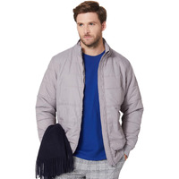 Amazon Brand - Symbol Polyester Men's Quilted Bomber Jacket Grey Medium