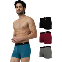 XYXX Men Cotton Trunk, Regular Fit, Solid, Pack of 4, XYTRNK4PCKN62M, Legion Blue+Black+Dark Maroon+Frost Grey, M