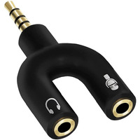 Sounce Audio Jack Headphones with mic, 3.5 mm Jack Splitter 2 Male 1 Female Black (U-Shape) (USPLITTER)