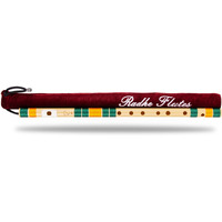 Radhe Flutes | Right Handed C Natural With Velvet Cover | Tuned With Tanpura A=440Hz | PVC Fiber | Dark Green & Orange