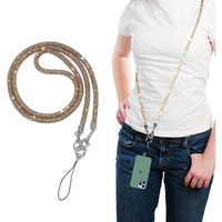 GadgetBite Diamond Charm Phone Lanyard - Cross body lanyard, Mobile Holder Strap, Hands-Free Neck Hanging Chain Accessory, Compatible with iPhone & Most Smartphones, Charms for Phone Case.(Gold)