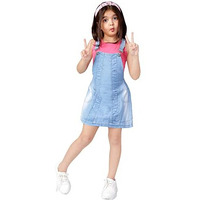 Naughty Ninos Girl's Cotton Tulip Knee-Length Dress (NN00290DRS_Blue,Pink_6 7 Years)