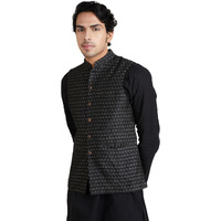 Amazon Brand - Symbol Men's Lightweight Nehru Jacket Black1 L