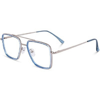 Dervin Blue Light Blocking Blue Cut Zero Power anti-glare Retro Square Eyeglasses, Frame for Eye Protection from UV by Computer/Tablet/Mobile/Laptop (Blue)