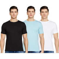 Amazon Brand - Symbol Men's Solid Cotton T Shirt | Plain | V Neck | Half Sleeve - Regular Fit | Combo Pack of 3 (Available in Plus Size) (White, Sky Blue, Black_XL )