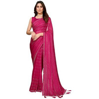 Yashika Women's Woven Chiffon Latest Black Rangoli Fabric Saree with Lace and Blouse Material (AZ-YS-P1-SWARNA-TANIKSHA-Parent_Pink)