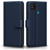 Pikkme Flip Cover Leather Finish | Inside TPU with Card Pockets | Wallet Stand and Shock Proof | Complete Protection Flip Case for Redmi 10A/10A Sport/Redmi 9/Redmi 9 Activ/9C/Poco C31(Blue)