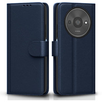 Pikkme Flip Cover Leather Finish | Inside TPU with Card Pockets | Wallet Stand and Shock Proof | Complete Protection Flip Case for Redmi A3 (2024) / Redmi A3x / Poco C61(Blue)