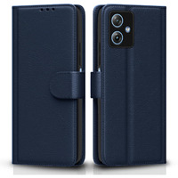 Pikkme Flip Cover Leather Finish | Inside TPU with Card Pockets | Wallet Stand and Shock Proof | Complete Protection Flip Case for Moto G54 5G / G64 5G(Blue)