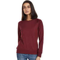 Amazon Brand - Symbol Women's Cotton Blend Crew Neck Regular Fit Sweatshirt (AW18WNSSW01_Vintage Maroon_Large_Red, Vintage Maroon_Large)