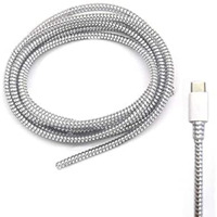 GadgetBite Ultimate Cable Protector | Spiral Cable Protector 1.5 Meter/Cable Protector 150 cm | Plastic Cord Wire Charger Winder for iPhone and Android Charging Cables (Silver).