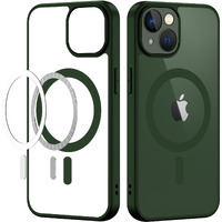CEDO Magfit Cover for iPhone 13 / iPhone 14 (6.1 inch) | Mag-Safe Wireless Charging | Designed with Magnetic Lock Shockproof Phone Bumper Transparent Back Case Cover (Forest Green)