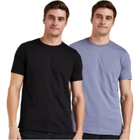 Amazon Brand - Symbol Men's Cotton T Shirt | Round Neck | Half Sleeve | Plain | Combo Pack of 2 - Regular Fit (Available in Plus Size) (Country Blue & Jet Black_2XL)