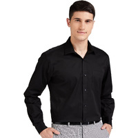 Amazon Brand - Symbol Men's Solid Cotton Formal Shirt | Plain | Full Sleeve - Regular Fit (Available in Plus Size) (Black_42)