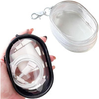 GadgetBite Travel Cable Storage Bag  Compact Clear Organizer for Chargers, Earphones & Data Cables  Portable Storage Solution for Travel, Transparent Data Cable Management (Black & White)