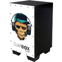 Clapbox Flow Graphic Cajon- Walnut wood (H:50 W:30 L:30) - 3 Internal Snares, Black (Disco) (Smoking Monkey)