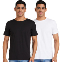 Amazon Brand - Symbol Men's Cotton T Shirt | Round Neck | Half Sleeve | Plain | Combo Pack of 2 - Regular Fit (Available in Plus Size) (Black, white_M)