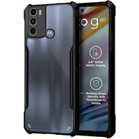 Fashionury Motorola Moto G60 / Moto G40 Back Cover Transparent Back Case|Ultra Thin Slim Crystal Clear Hard PC with TPU Bumper, Military-Grade Protection Case - (Black Bumper)