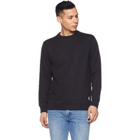 Amazon Brand - Symbol Men's Regular Cotton Blend Round Neck Sweatshirt (Aw18Mnssw01D_Black_Large_Black_L)
