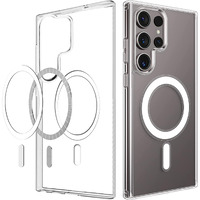 CEDO Magfit Cover for Samsung S23 Ultra (5G) | Mag-Safe Wireless Charging | Designed with Magnetic Lock Shockproof Phone Bumper Transparent Back Case Cover (Clear)