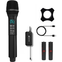 DIGIMORE UHF Wireless Microphone System with in-Built Sound Card | Voice Change, Echo, Bass Etc. | 150ft Range | for House Parties, Outdoor Party, Singing, Classroom (D-346)