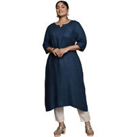 Libas Women's Rayon Embroidered Straight Kurta (25316_Blue_6XL)