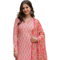 Vaamsi Women's Floral Straight Printed Kurta Pant With Dupatta Set (VKSKD2239_XL_Pink)