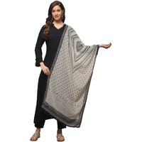 BIBA Women's Georgette Women Printed Mix And Match Dupatta(Geo Trib19036_Beige/Black_Free), Multicolor, Free Size