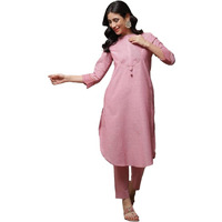 BIBA Women's Cotton Salwar Suit Set Yarndyed Mix And Match(Work Vog1885_Chowk Pink_38)