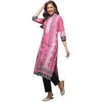 BIBA Cotton Women Printed Regular Mix and Match Kurta(Assorted19004_Plum_42)