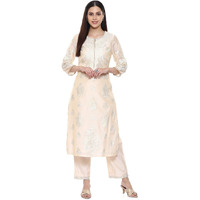 BIBA WOMEN PRINTED STRAIGHT MIX AND MATCH(FESTIVE 2208_OFF WHITE_42)