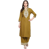 BIBA WOMEN PRINTED STRAIGHT MIX AND MATCH(AWADH CH2111_OLIVE GREEN_38)
