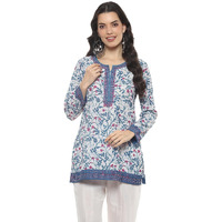 BIBA Women Printed Straight Mix and Match(Crepe KURTI20372_Blue_40)