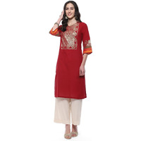 BIBA Women Printed Straight Kurta Mix and Match(Festive COLLECTION20086_RED_34)